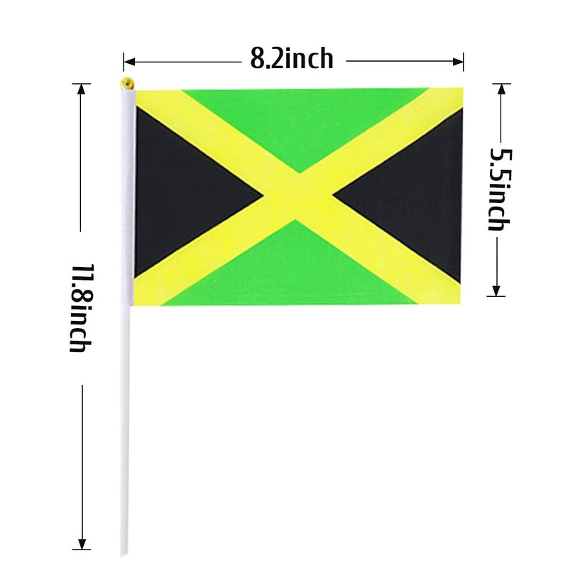 mflagperft Jamaica Flag Jamaican Flag, Small Mini Handheld Jamaica Flags on Stick, Ideal for Party Parades Sports Events Patriotic Festival Decorations - Image 3
